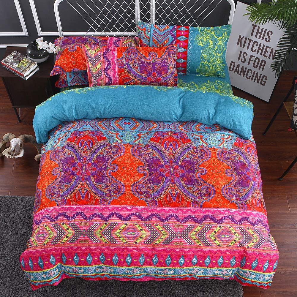 Bohemian Comforter Set King 3 Pieces Reversible Boho Set