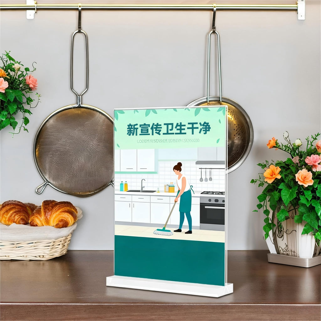 Acrylic Sign Holder 8.5x11 Inches 12 Pack T Shape Desktop Display Stand Vertical Double Sided Clear Table Menu Flyer