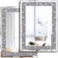 2 Piece Wall Mirrors, Crush Diamond Wall Décor Silver Decorative Mirrors . (11"x15")