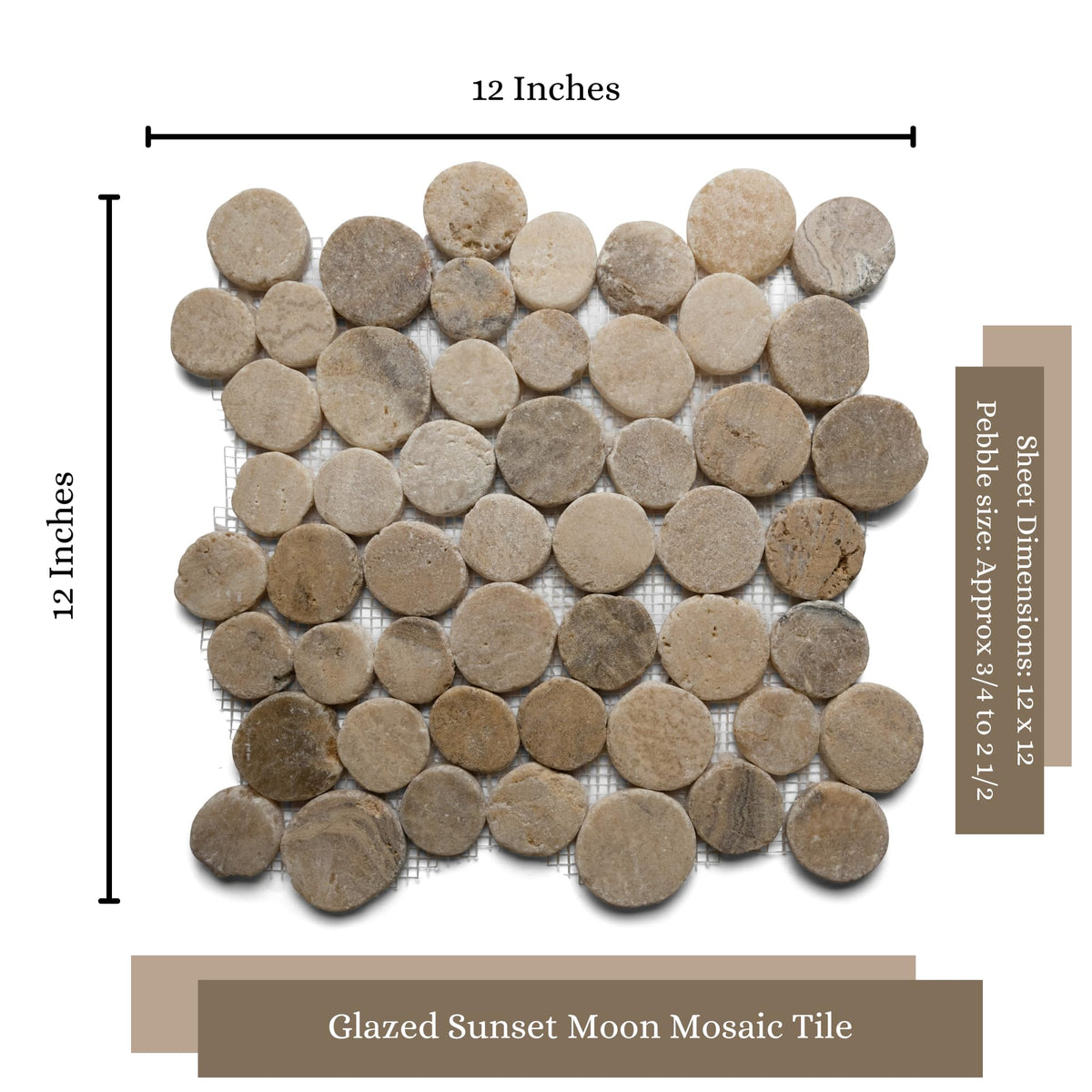 CNK Premium Hand-Sorted Natural Mosaic - 12" X 12" Unpolished Natural Stone, Bathroom, Kitchen, Backsplashes, Shower