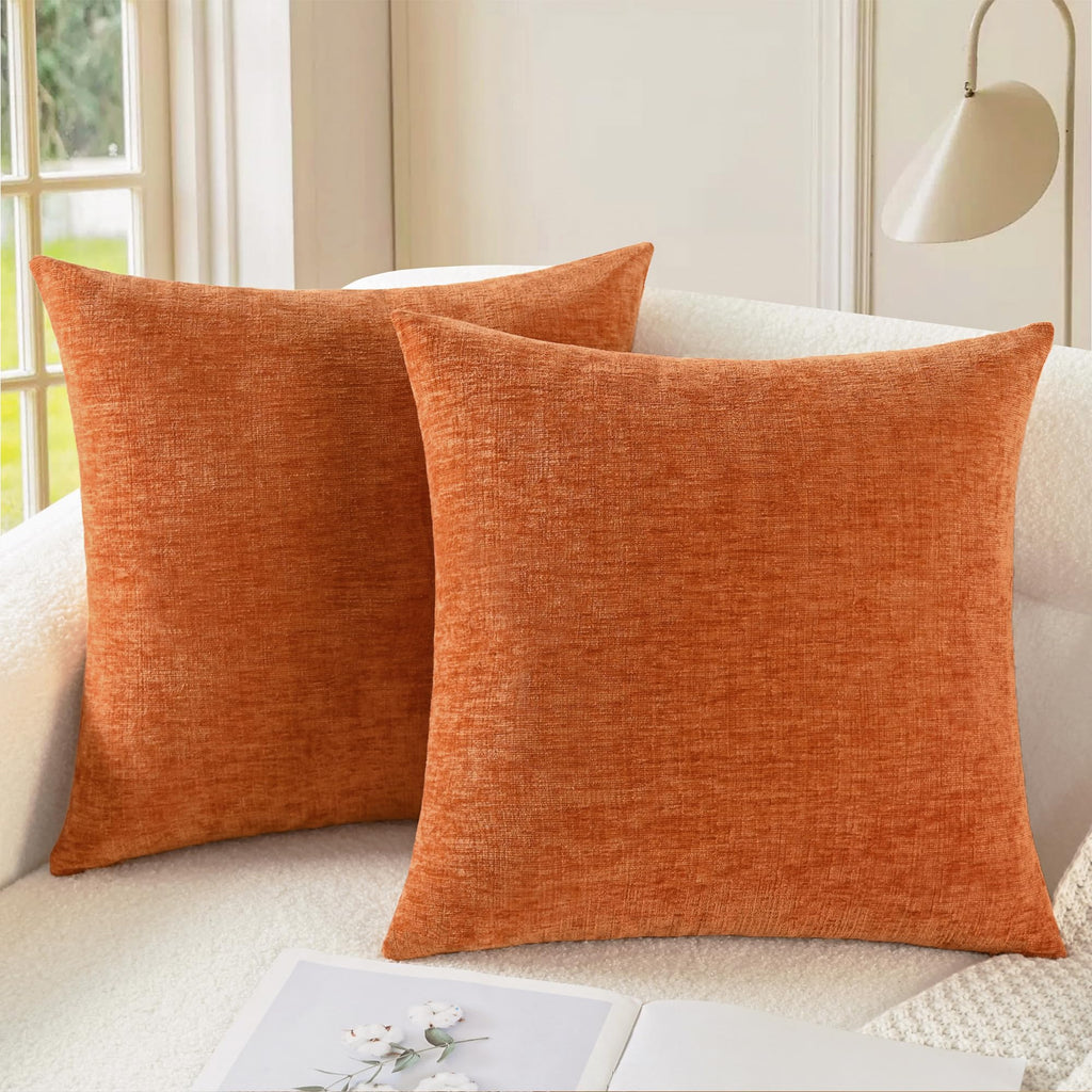 Fall Decorative Throw Pillow Covers 24 X 24 Inches Burnt Orange