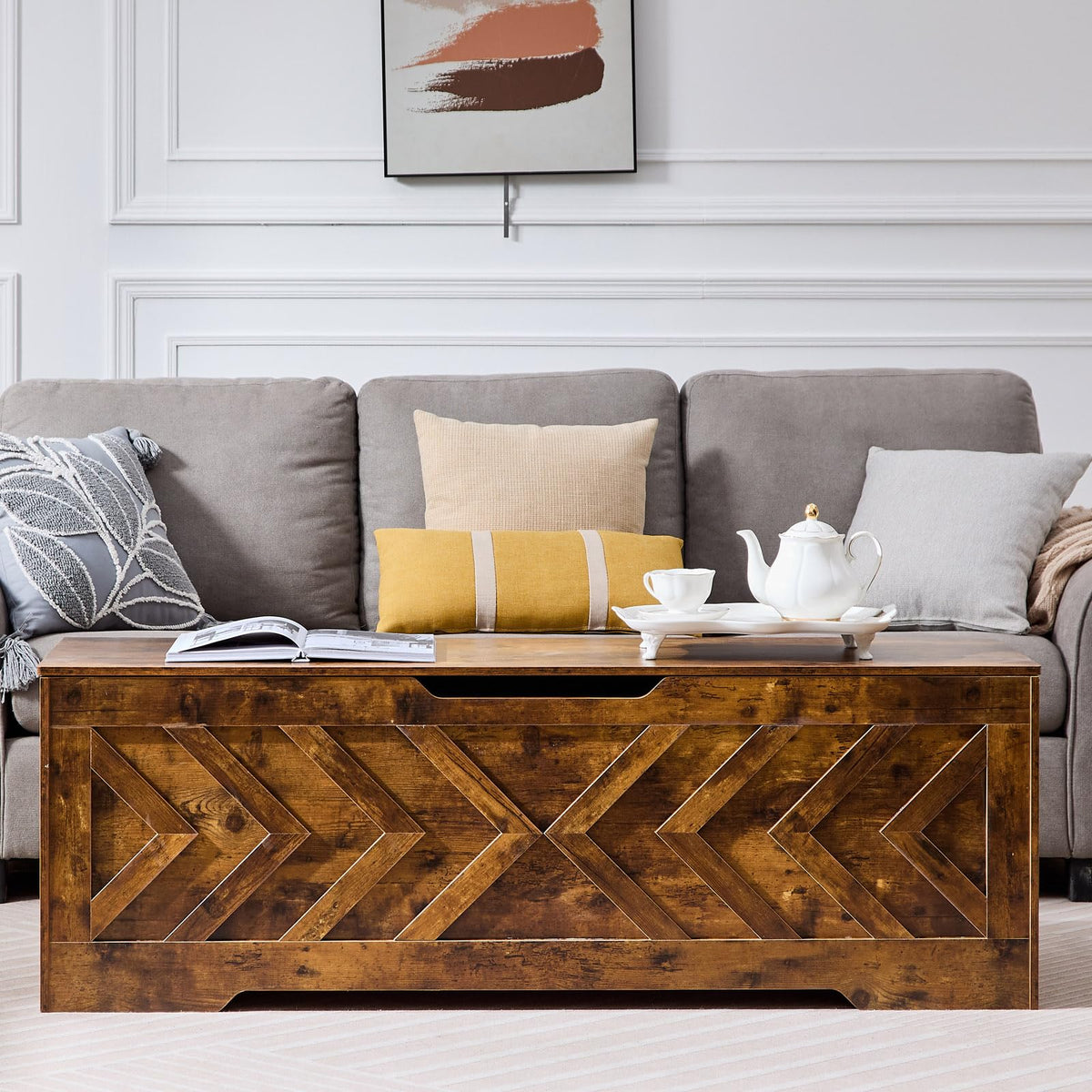 55.1" Storage Bench, Extra Large Entryway Bench with Storage, Storage Chest with 2 Safety Hinges, Blanket Storage, Shoe