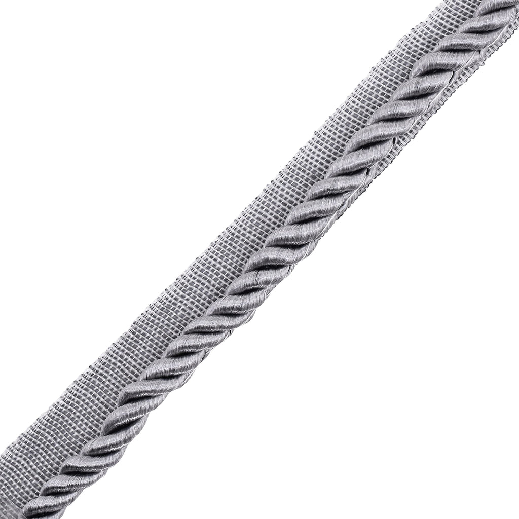 Silver Twisted Lip Cord Trim 25-Yard Roll - Decorative Sewing Trim, Upholstery Piping & Cording for Cushions