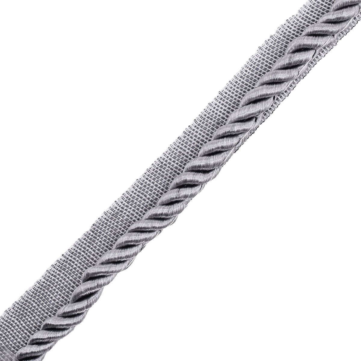 Silver Twisted Lip Cord Trim 25-Yard Roll - Decorative Sewing Trim, Upholstery Piping & Cording for Cushions