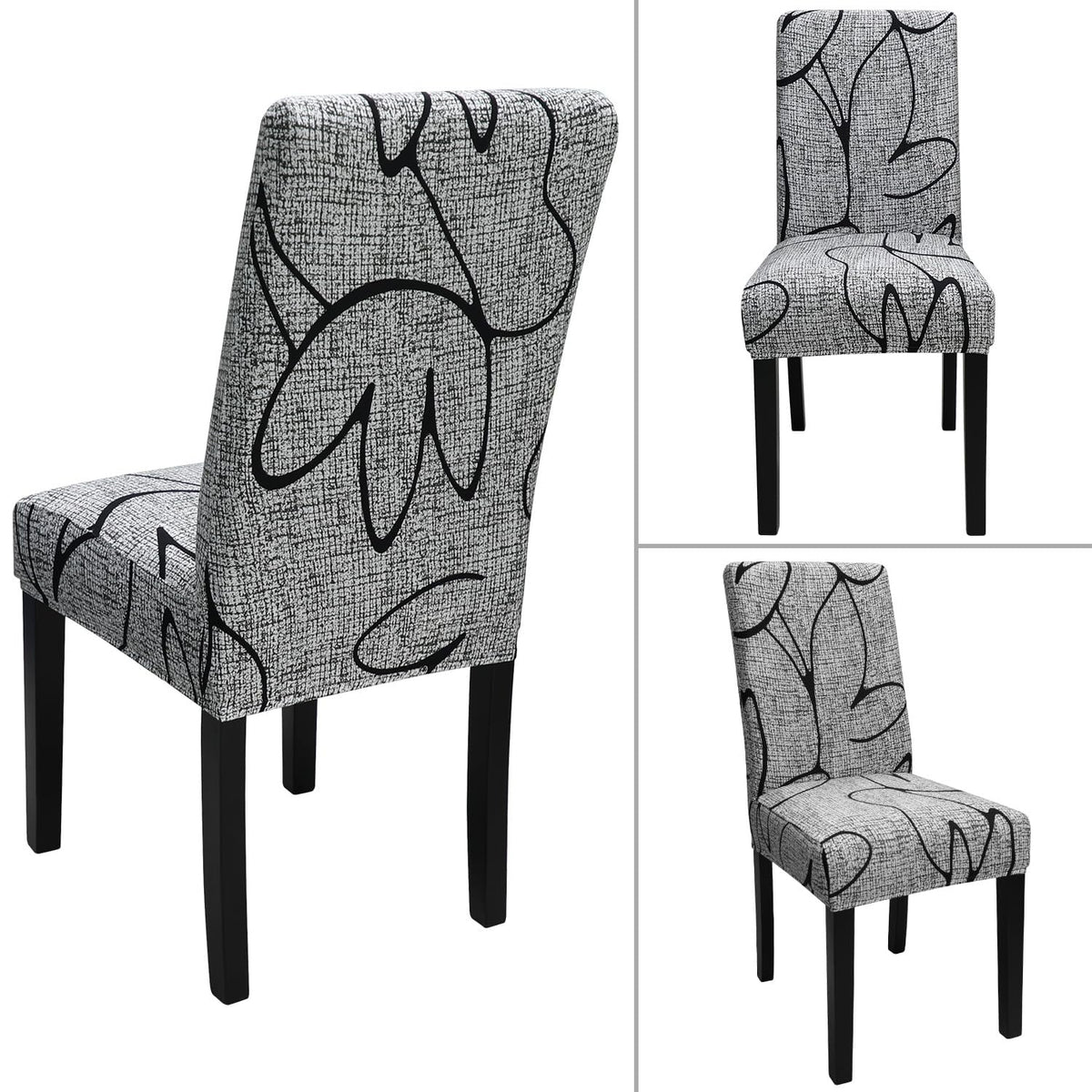 Dining Room Chair Covers Set of 6, Stretch Printed Parsons Chair Slipcovers Spandex Removable Washable Kitchen Chair