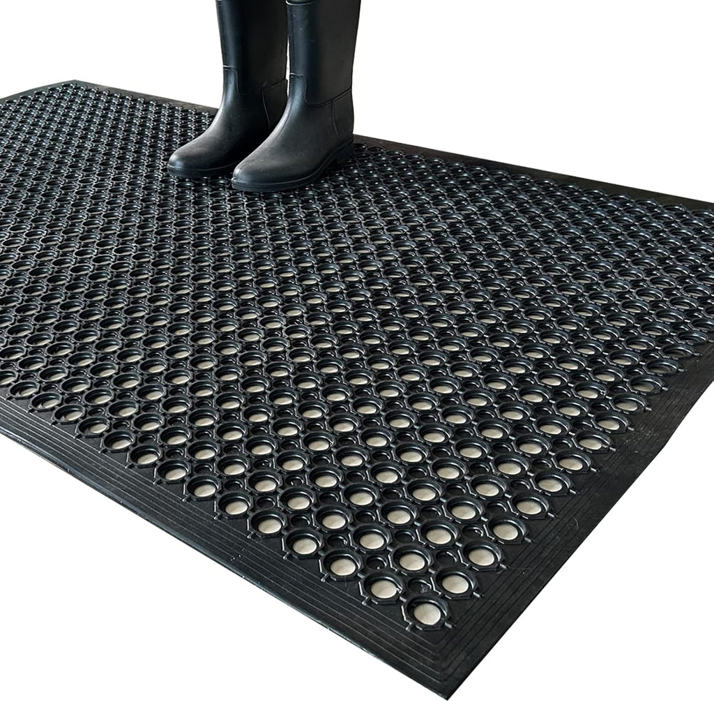 Outside Rubber Floor Mats Anti Slip Commercial Resturant Drainage Mat | 60"x35" Heavy Duty Outdoor Mat Garage Garden
