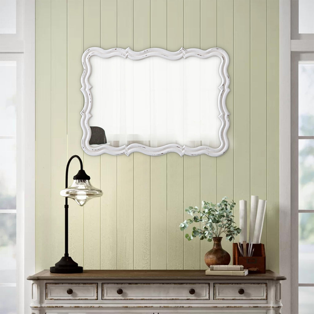 Rustic Scalloped Wall Mirror Decorative 24 X 18 Inch