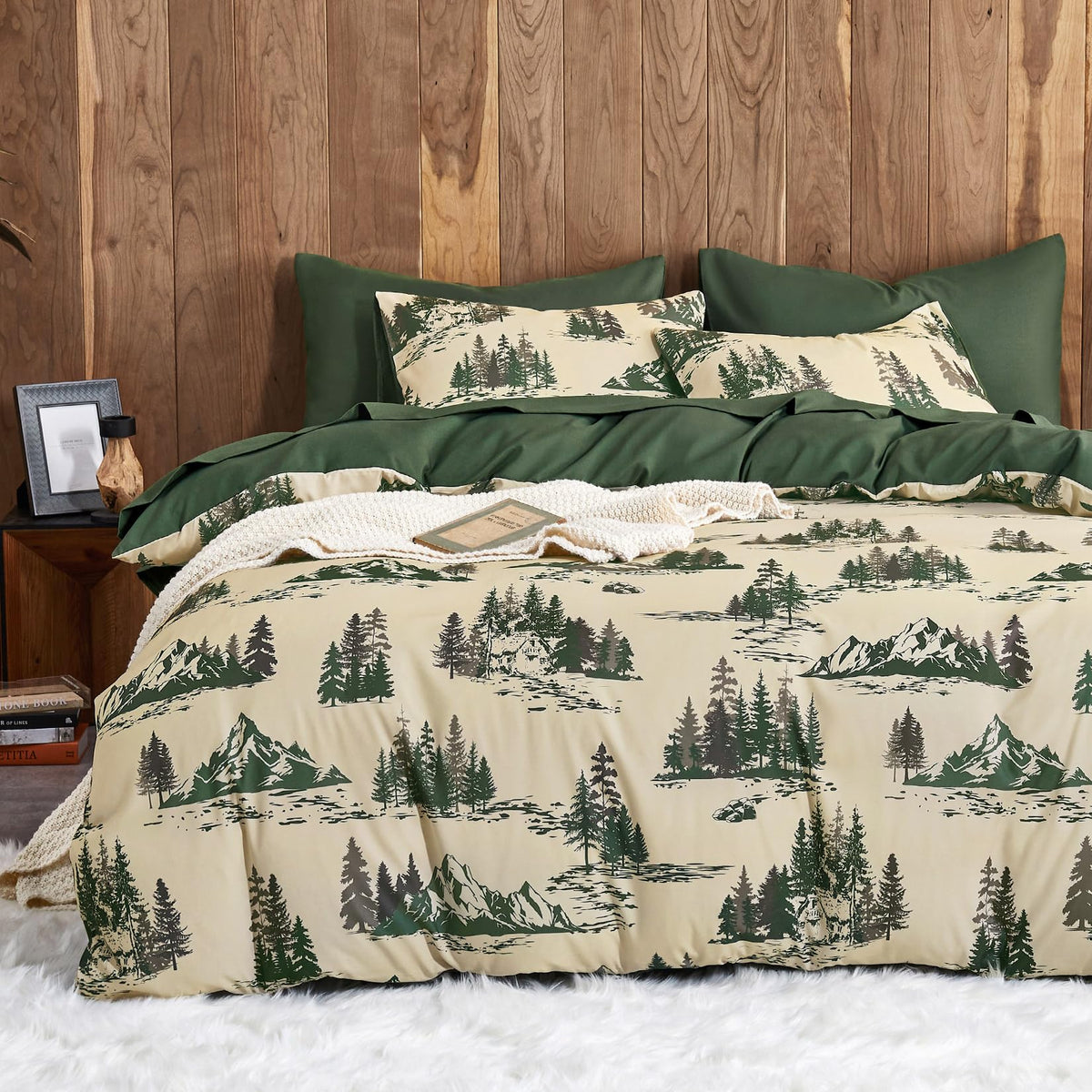 Rustic Comforter Set, Green Brown