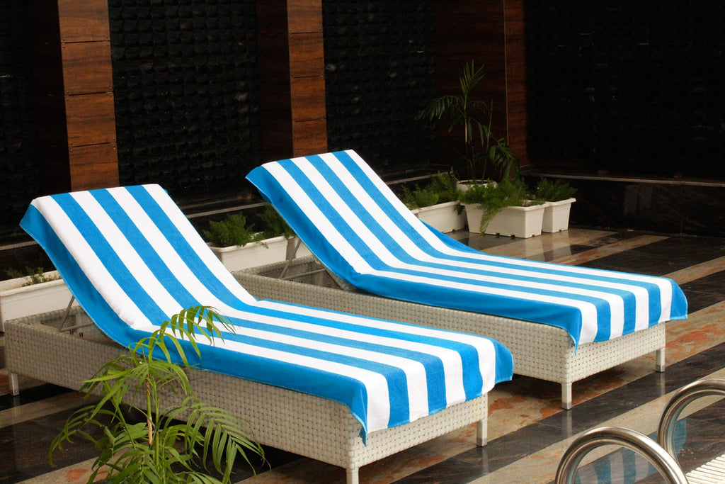 Pool Lounge Chair Cover - 2 Pack Cabana Stripe - Aqua
