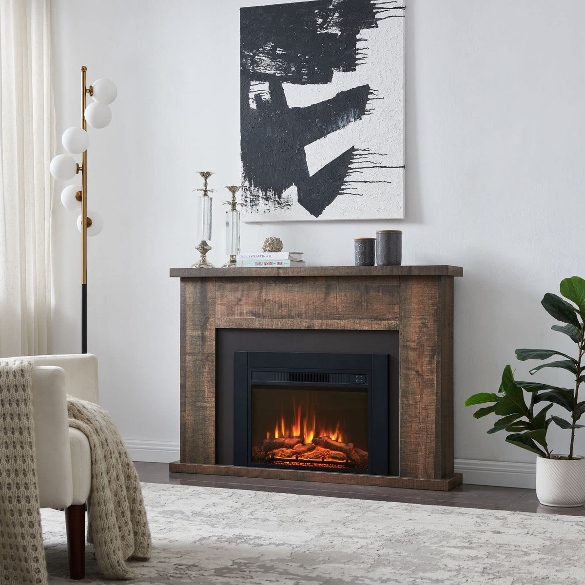 Adam Electric Fireplace Insert with Front Trim Kit, 23" W x 17" H with Front Trim Kit, 1500W Heater, Remote