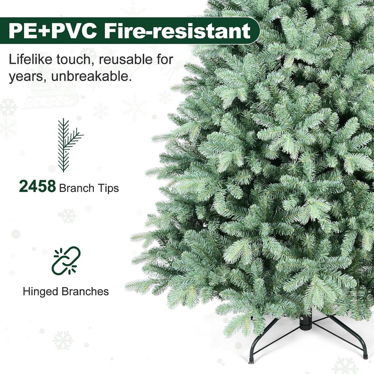 Blue Spruce Artificial Christmas Tree, Unlit Xmas Tree with Realistic PE/PVC Needles & Easy Setup Hinged Design