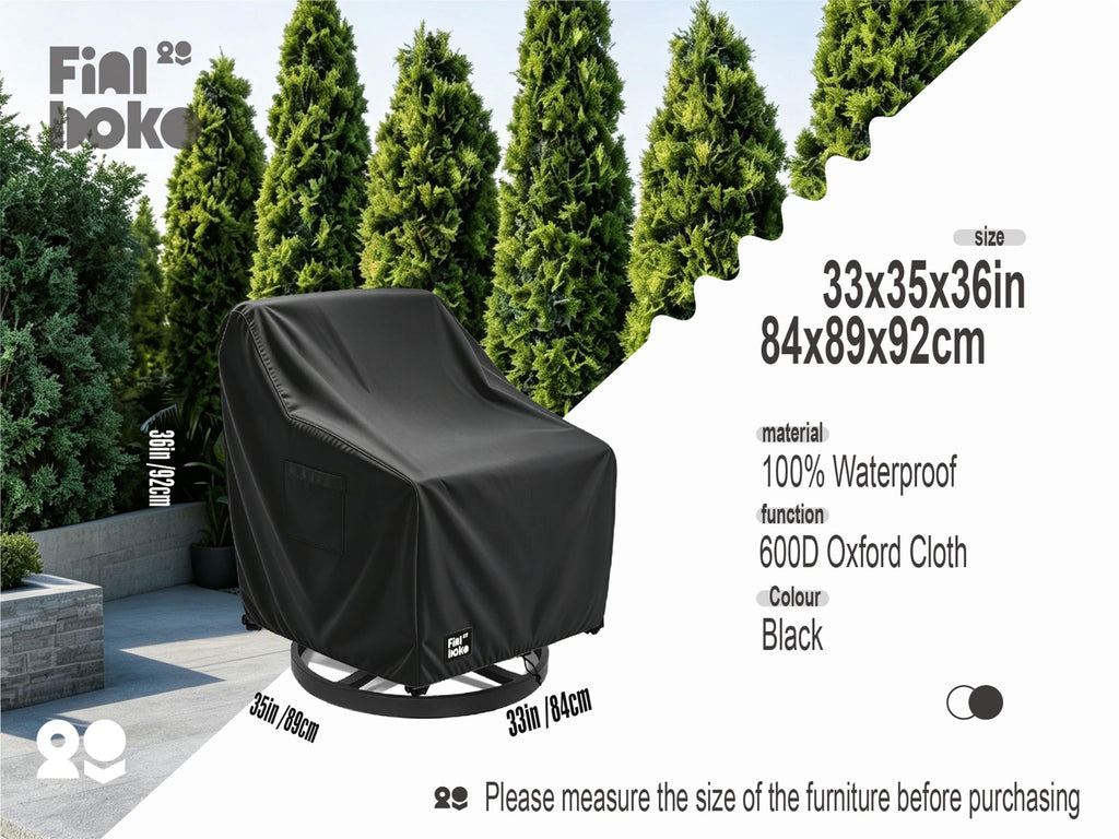 2 Pack, 33Wx35Dx36H inches Outdoor Chair Covers, 100% Waterproof Heavy Duty Outdoor Furniture Covers Waterproof, Black