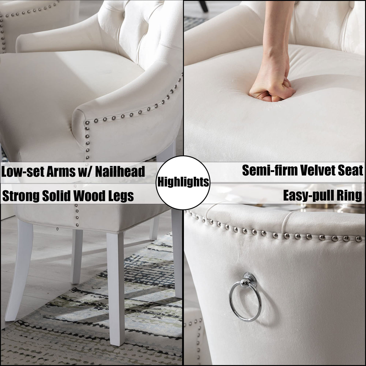 Mid Century Modern Dining Room Chairs Set of 6 Velvet Accent Chairs Upholstered Parsons Chair Side Host Chair /Living