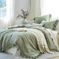 Sage Green Ruffle Comforter Set Shabby Chic Bedding Set