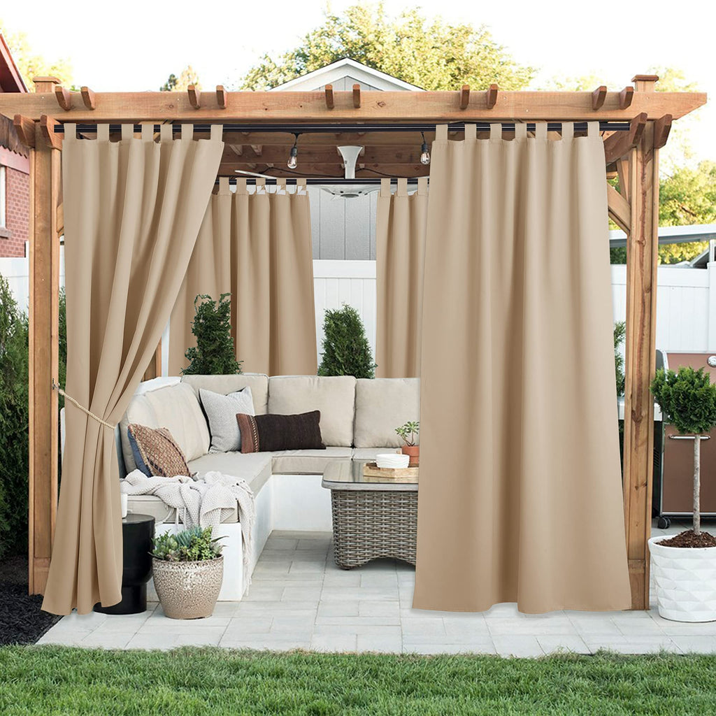 Outdoor Curtains Waterproof 84" L Detachable Top 2 PCs