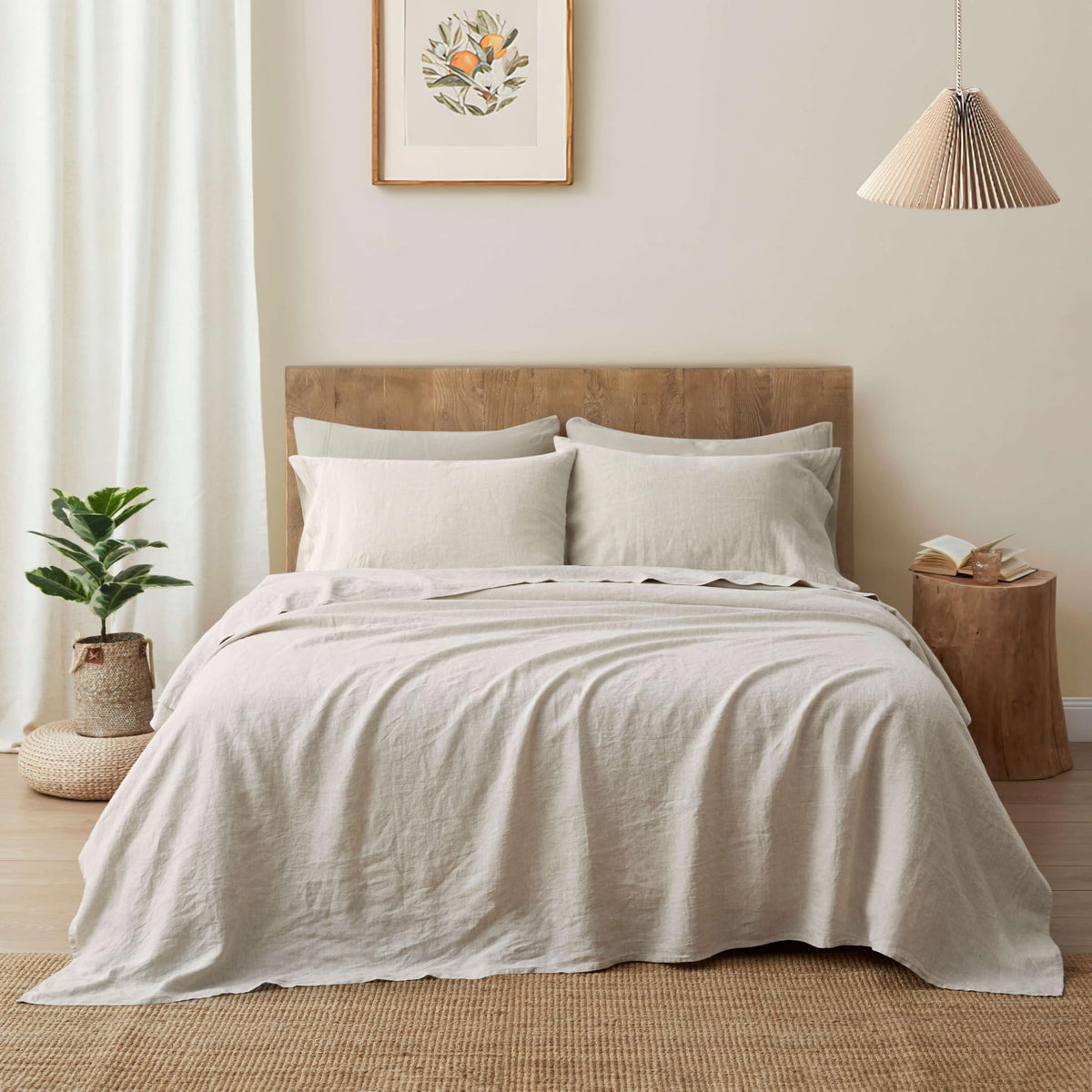 100% Flax Linen Sheets Set Natural Linen Bedding