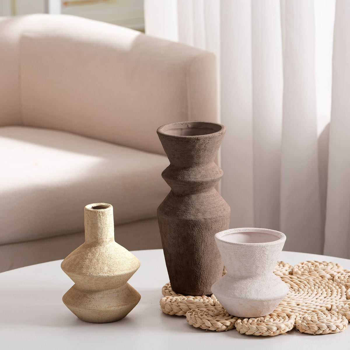 Ceramic Vase Set of 3 Home Decor Living Room Table Decorations