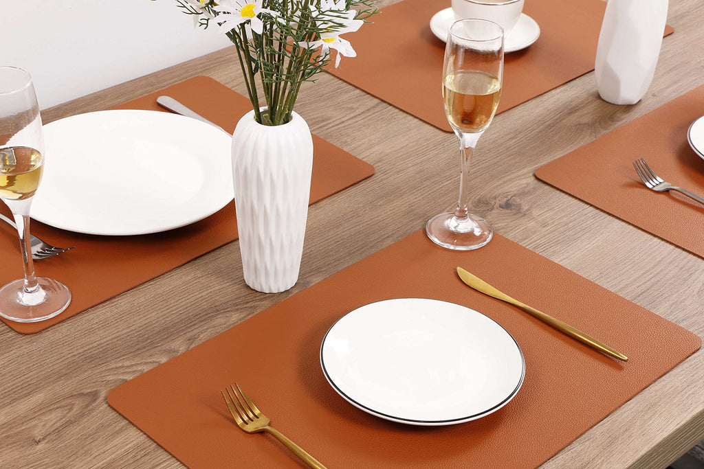 Fall Placemats Set of 4 Wipeable Table Mats Easy to Clean Waterproof Kitchen Mats for Dining Table Outdoor Indoor (4