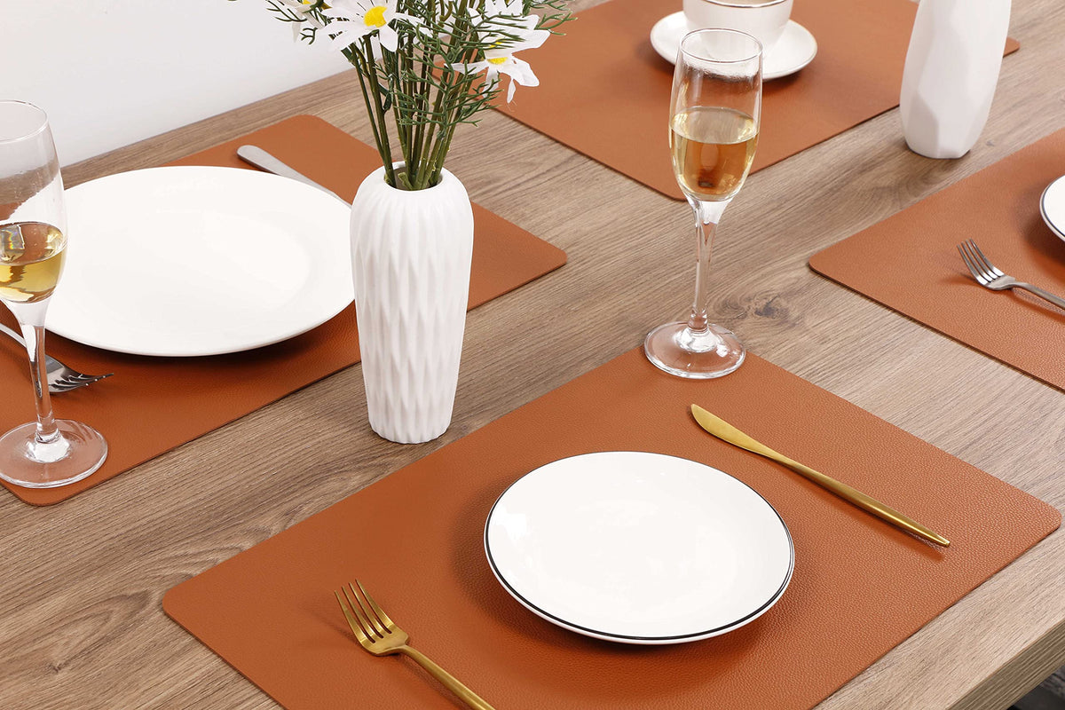 Fall Placemats Set of 4 Wipeable Table Mats Easy to Clean Waterproof Kitchen Mats for Dining Table Outdoor Indoor (4