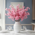 6 Pcs Artificial Cherry Blossom Branches Silk, Deep Pink, Classic
