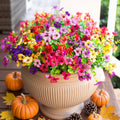 Artificial Flowers for Outdoor Indoor Garden Home Decoration, Faux Flower Daisy with Eucalyptus Leaves Fake Plants