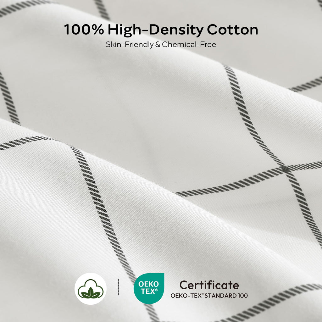 100% Cotton Sheet Set, White Plaid