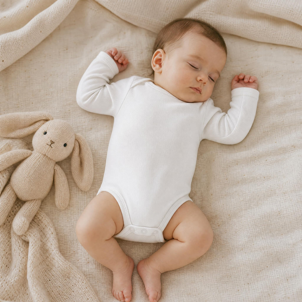 Baby Bodysuits Pack Long Sleeve Ribbed Cotton Boy Daily Layer