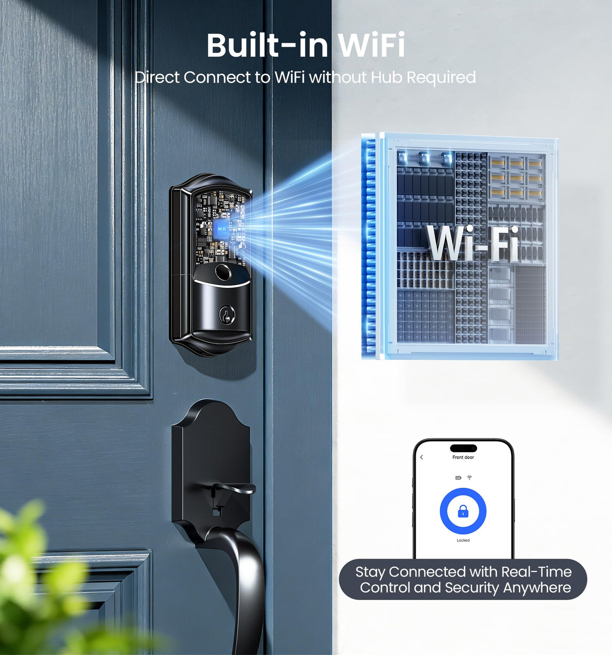 WiFi Smart Lock Fingerprint Keyless Entry Deadbolt Matte Black