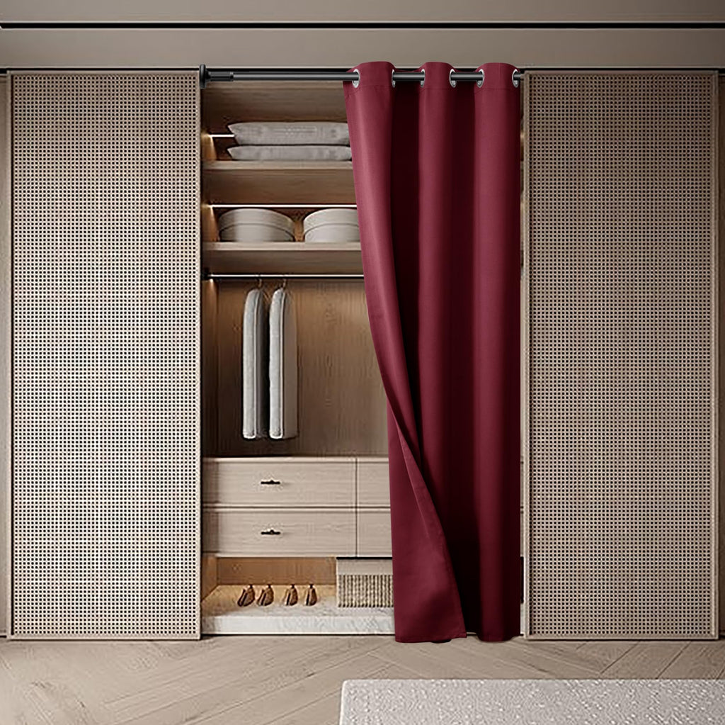 Burgundy Door Curtain 78 Inch Length for Doorway, Bedroom Closet Curtain, Privacy Thermal Insulated Blackout Grommet