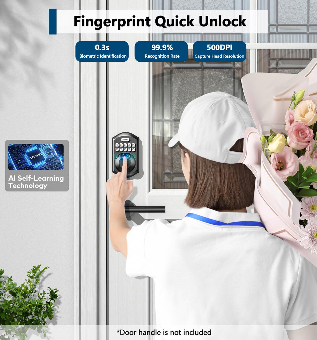 Fingerprint Deadbolt with Keypad for Front Door, Matte Black