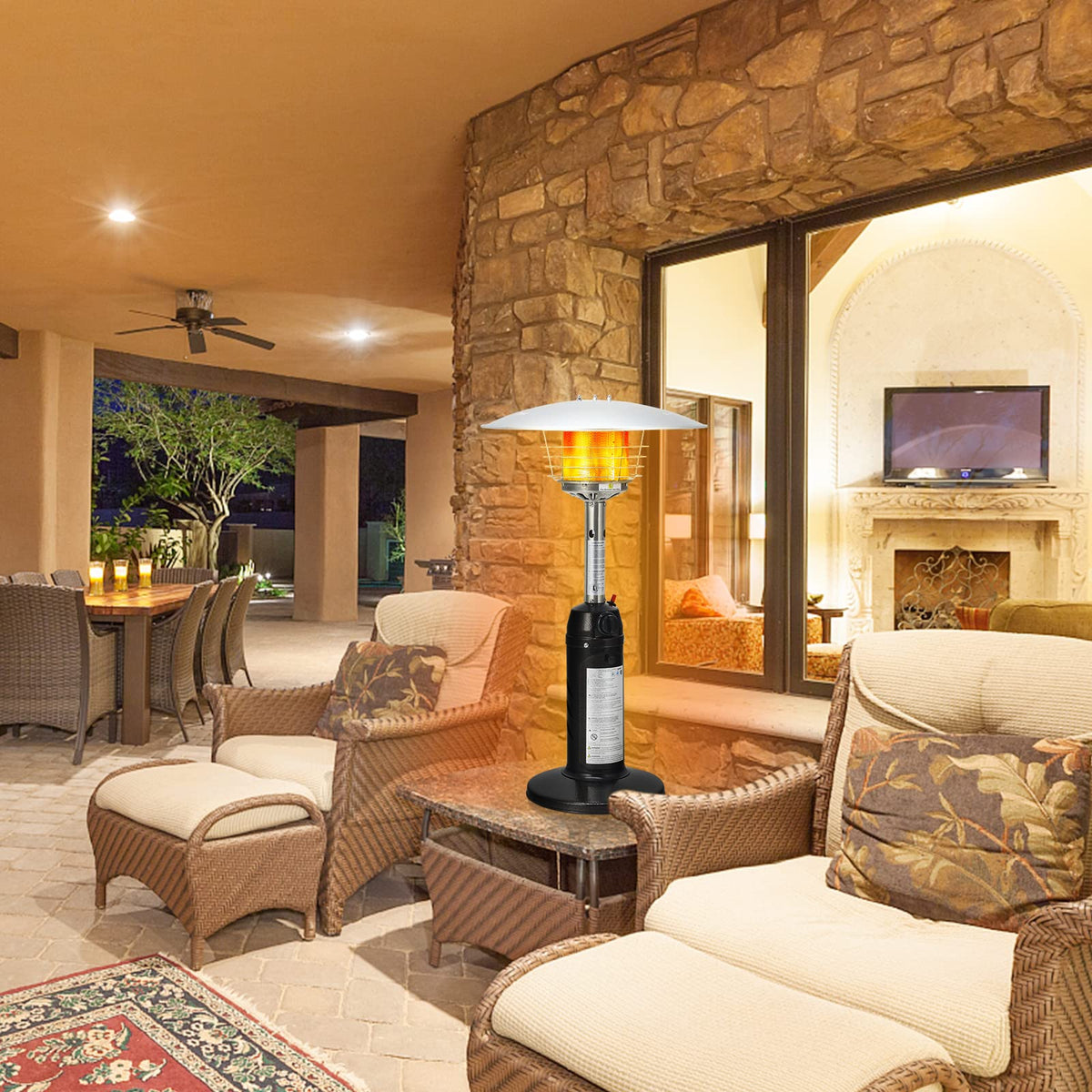 Tabletop Propane Patio Heater with Adjustable Flame, 11, 000 BTU