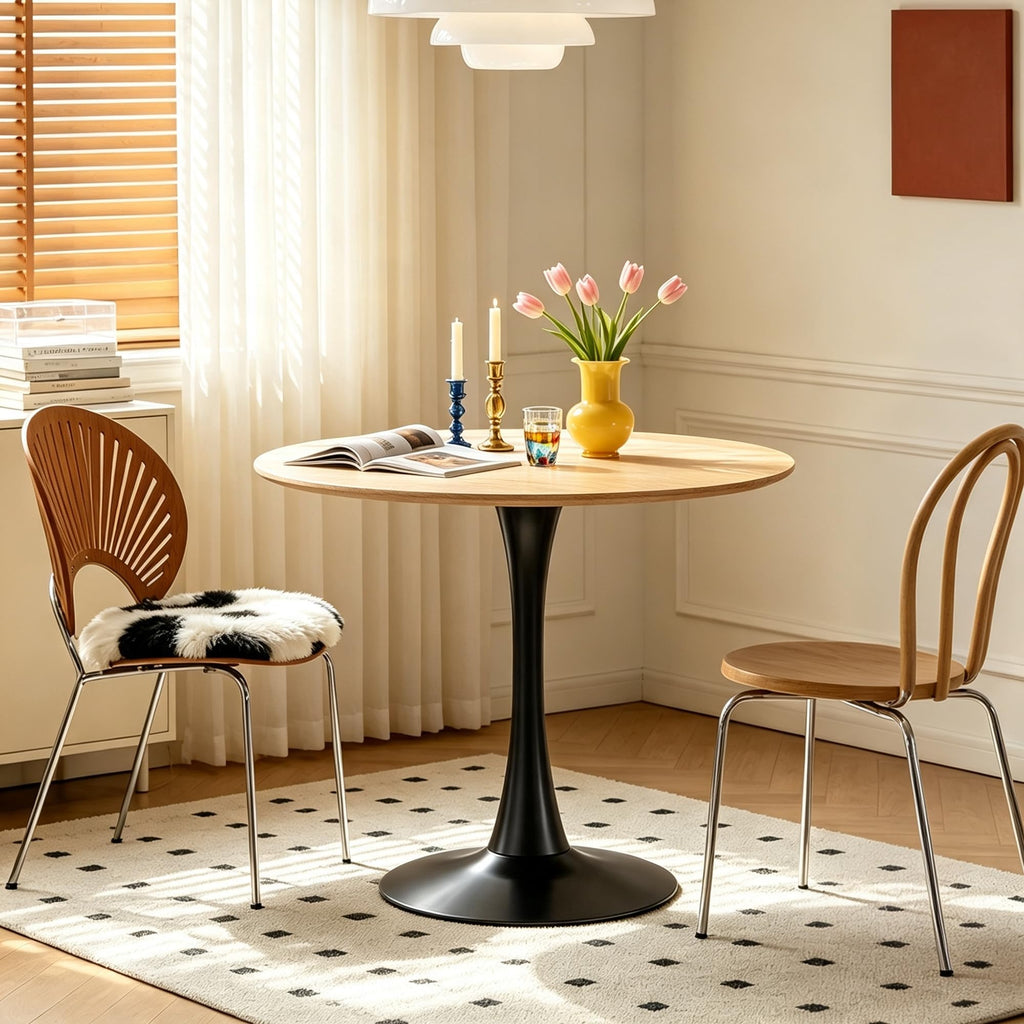 Inspired Saarinen Style 31.5" Modern Round Table, Tulip Base, Dining Coffee Table, Natural