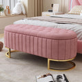 Elegant Upholstered Velvet Storage Ottoman with Button-Tufted, Storage Bench with Metal Legs , Fully Assembled Except