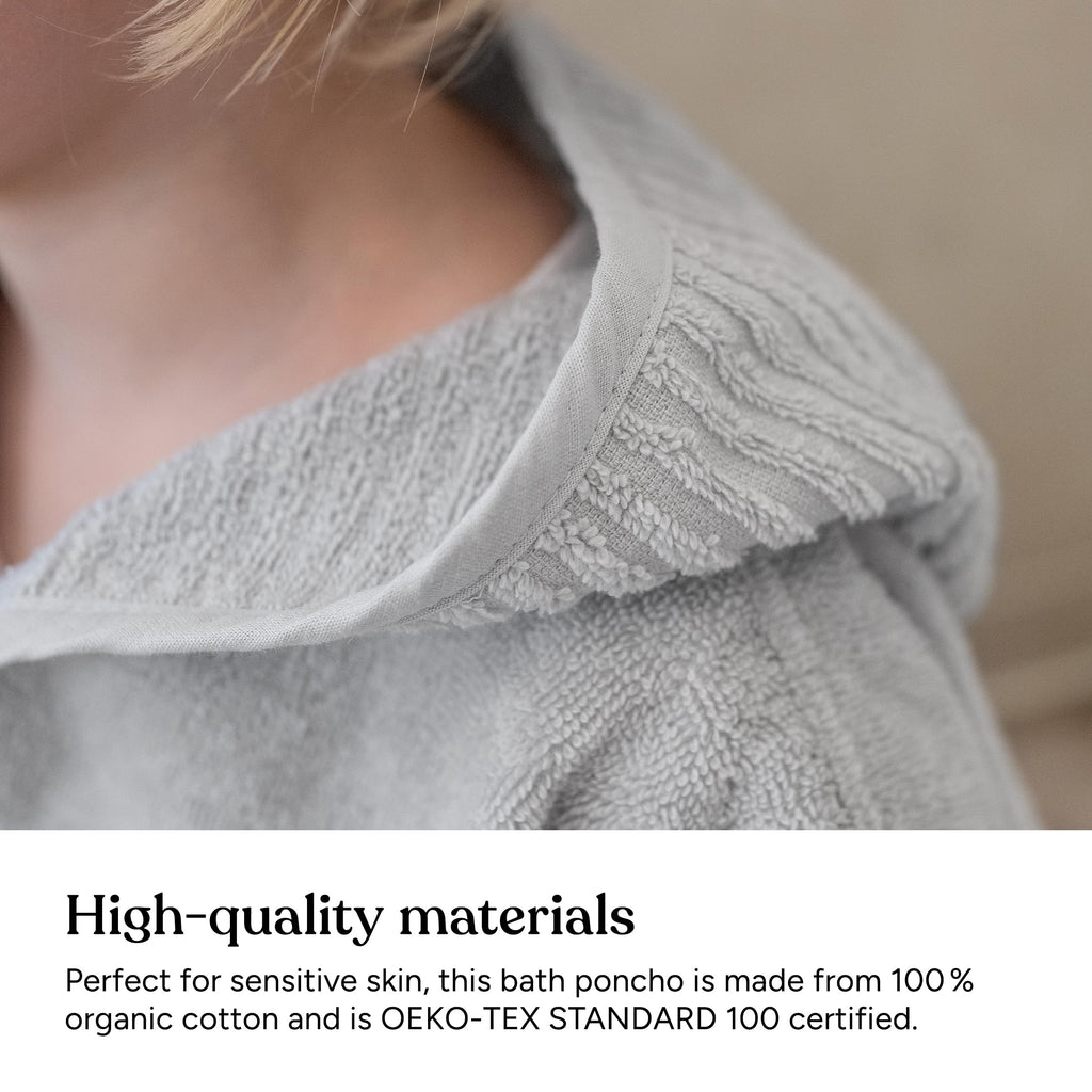 Kids Hooded Towel Poncho - 100% Organic Cotton Bathrobe for Boys & Girls, Soft & Absorbent Terry, Oeko-TEX Certified