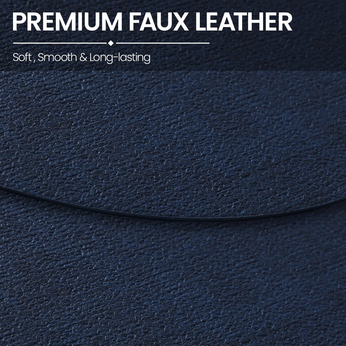 Oval Faux Leather Placemats Set of 4, Easy to Clean, Navy Blue