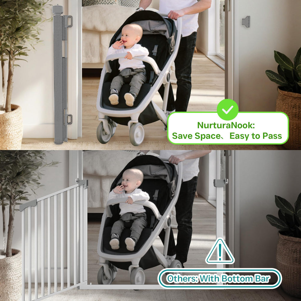 150 Inch Extra Wide Retractable Baby Gate,Mesh Baby Gate or Mesh Dog Gate,34" Tall,Child Safety Gate for Doorways