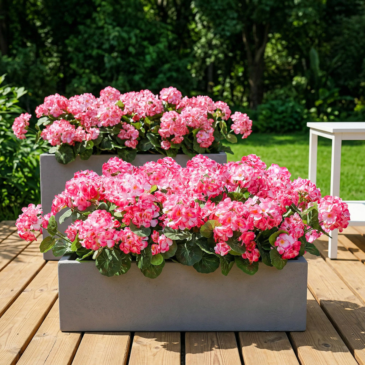 Fake Geraniums Artificial Flowers for Outdoors Outside, 6 Bundles Pink Silk Geraniums Fake Flowers Plants UV