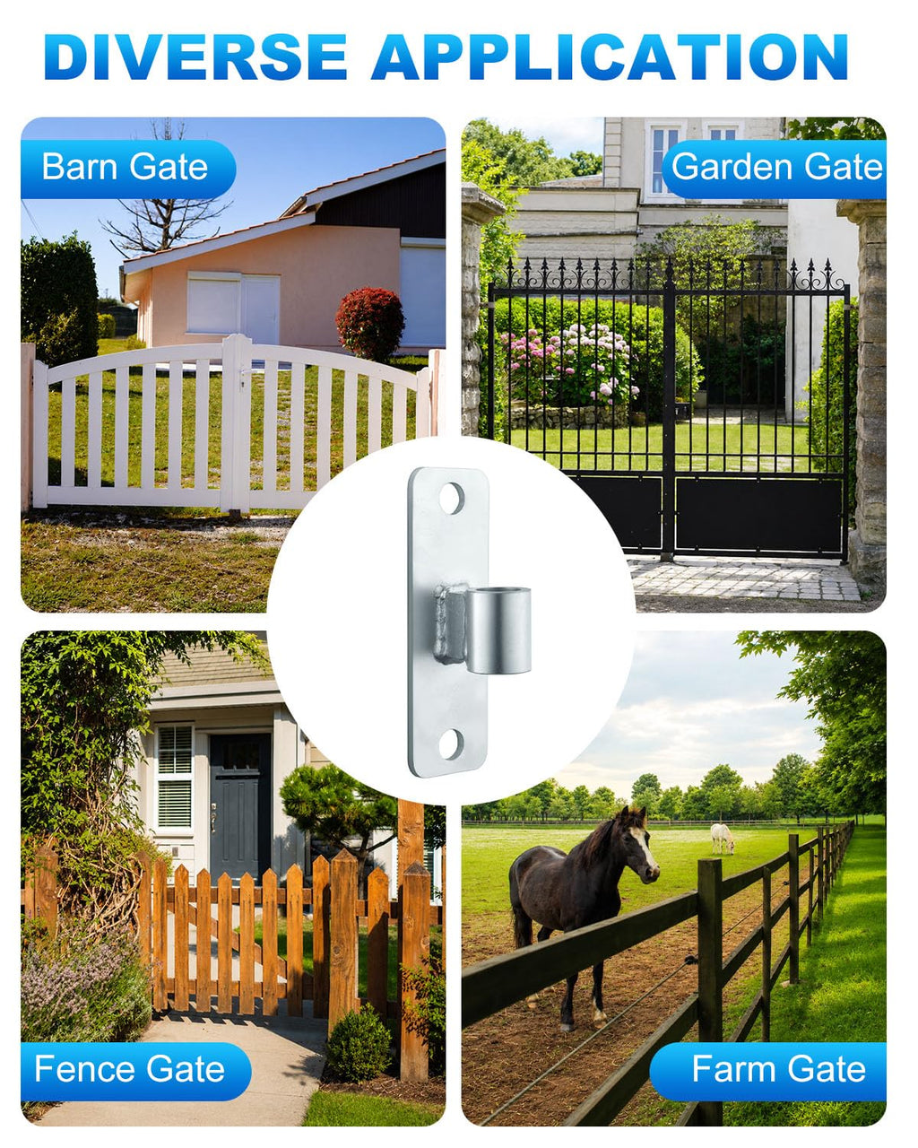 2 Pack Wall Mount Gate Hinge Fit 5/8" Pin Fence Post Hinge with Screws