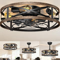 20in Caged Ceiling Fan with Lights, Low Profile Ceiling Fan