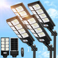4 Pack Solar Street Lights Outdoor Waterproof, 10000LM 448 LEDs LED Parking Lot Lights Dusk to Dawn, Solar Flood
