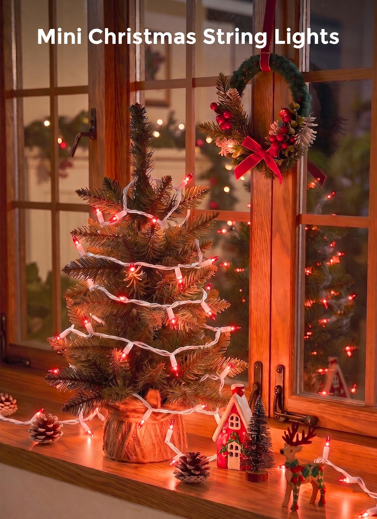 Red Christmas String Lights, 100 Count Incandescent Valentines Day Decorations Outdoor, 20FT Connectable Valentine
