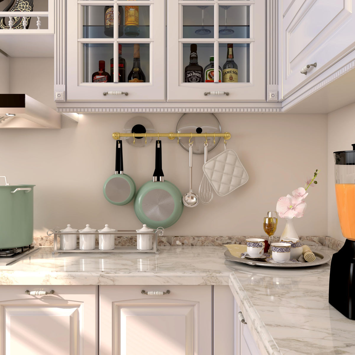 Stainless Steel Hanging Pot Rack Hanger: 23.7 Inch Brass Pot and Pan Hanger Wall Mounted Hanging Pot Bar Rack Heavy