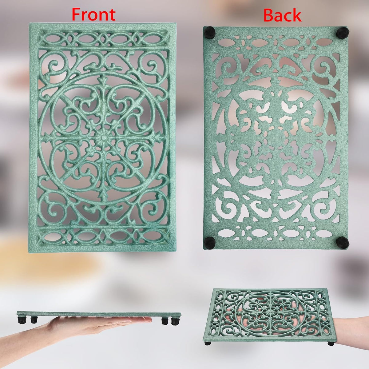 Cast Iron Trivet Heat Resistant Trivets for Hot Pots and Pans - Set of 2