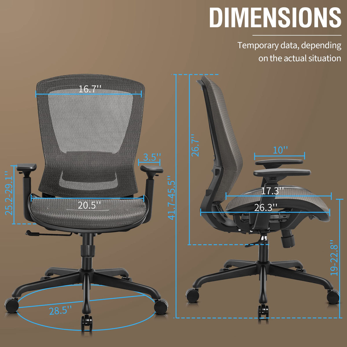 Ergonomic Mesh Office Chair — Grey, Breathable Mesh Seat & Back