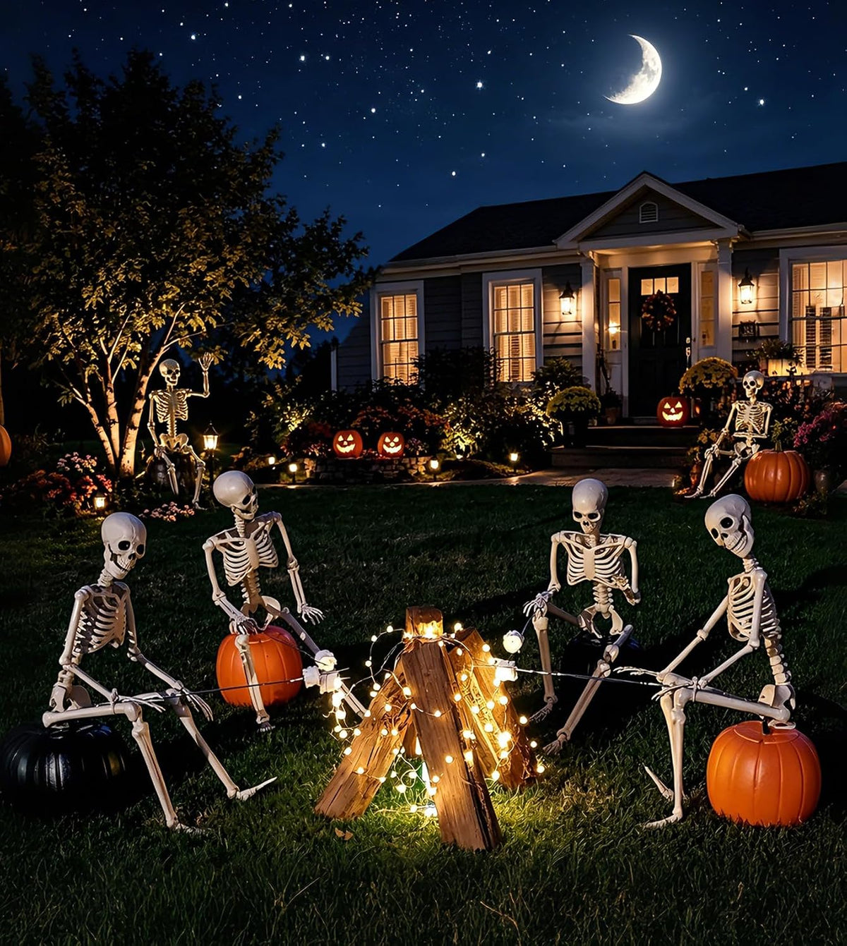 Halloween Decorations outdoor, 2Pack 36" halloween-Skeletons Decoration indoor-3ft Life Size Human Plastic Skeleton