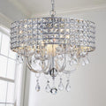 4-Light Modern K9 Crystal Chandelier for Dining Rooms, Bedrooms and Foyers
