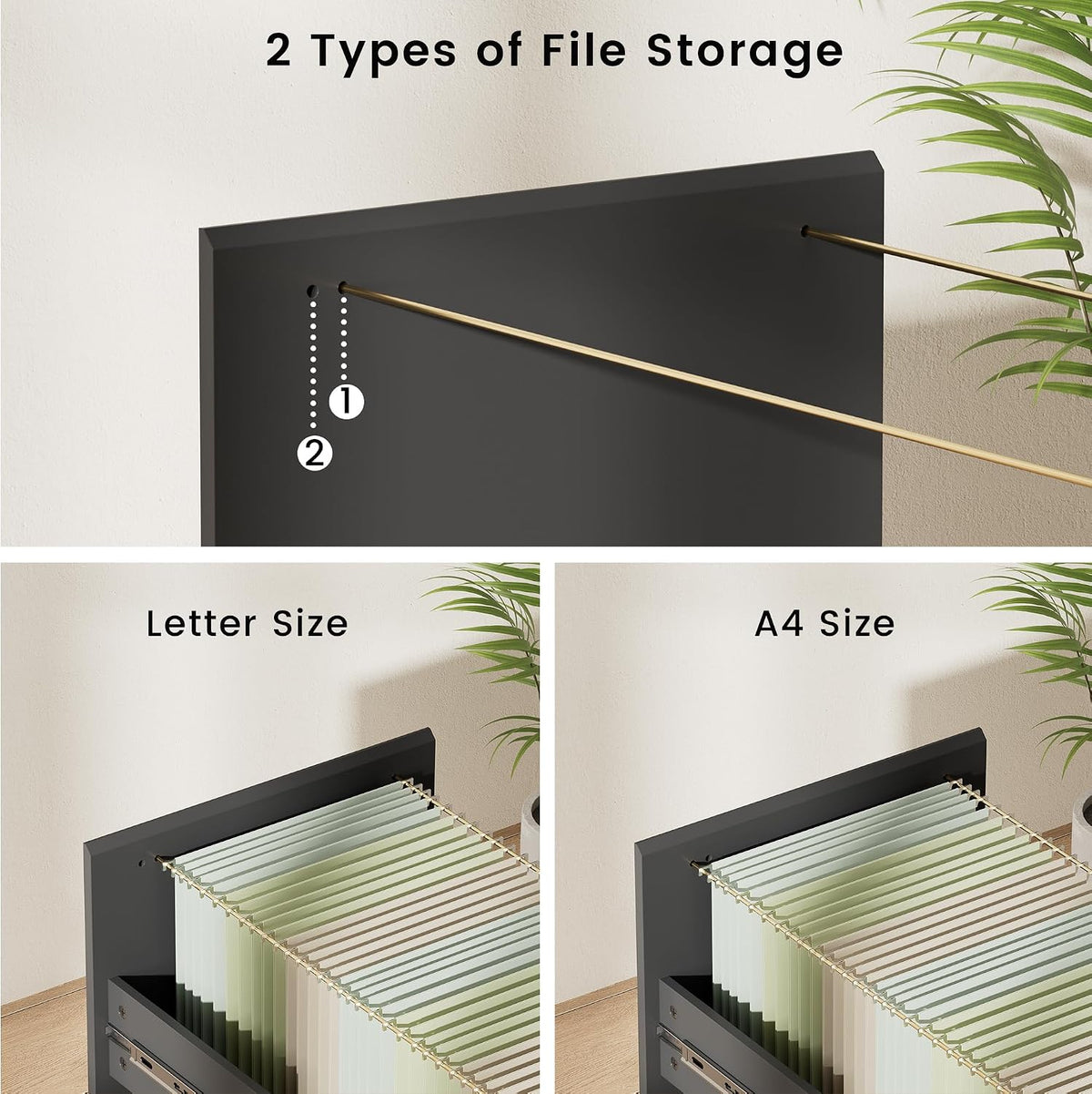 60" File Cabinet with Drawers & Door, Built-in Charging Station | Office Storage Credenza with 6 Open Cubes