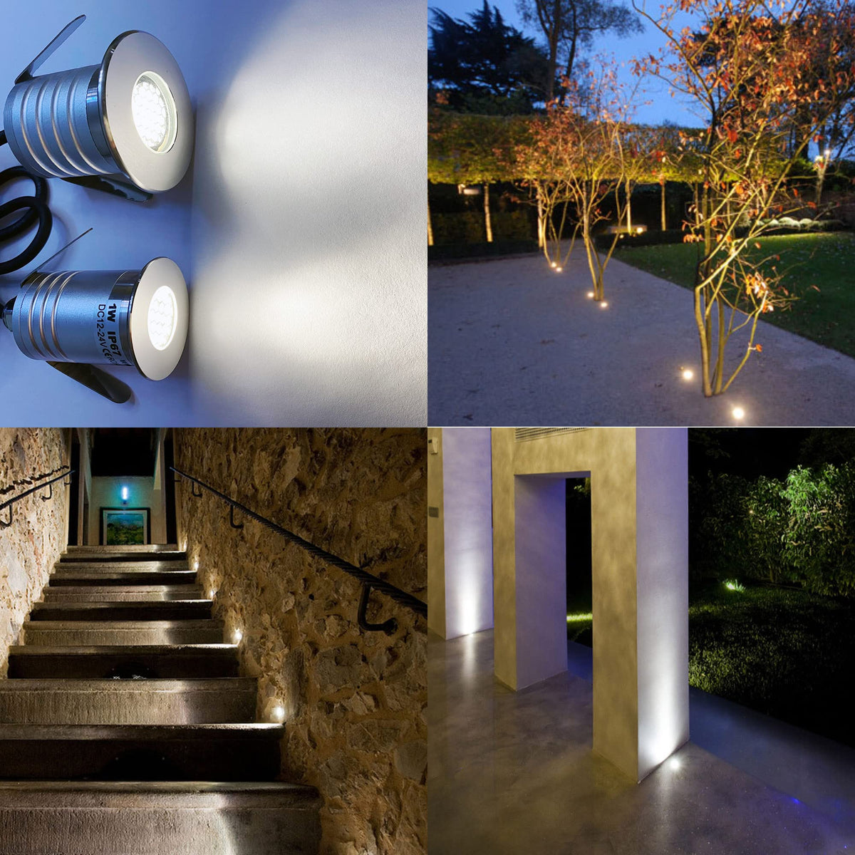 LED In-Ground Well Lights Anti-Glare,1W 12V-24V DC, IP67 Waterproof Recessed Lamp,Buried Underground Outdoor