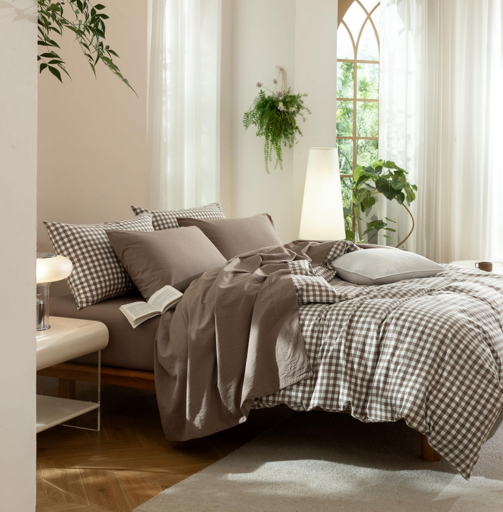 Washed Cotton Fitted Sheet Set, 3-Piece, Relaxed Linen Feel