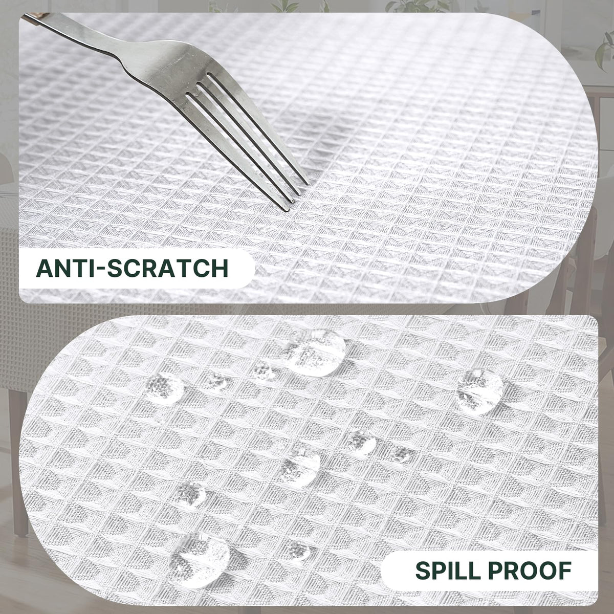 Rectangle Tablecloth Waffle Textured Waterproof Table Cloth Stain Resistant Wrinkle Free Washable Decorative Table